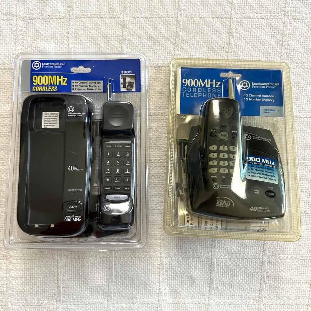 VTG 90s Cordless Phone 900MHz Southwestern Bell Lot of 2 Sealed Retro Tech FLAWS